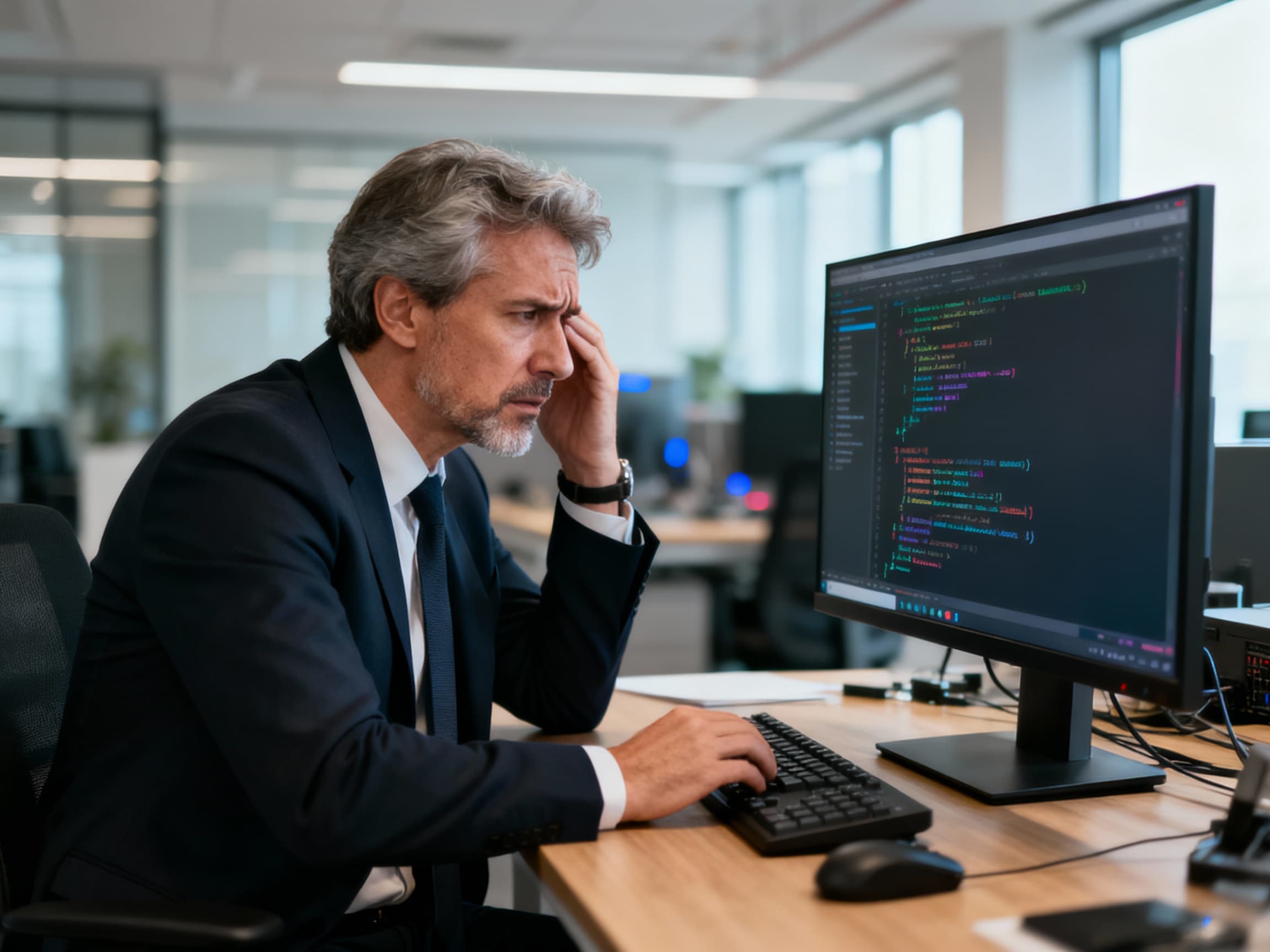 Geschäftsführer analysiert Code